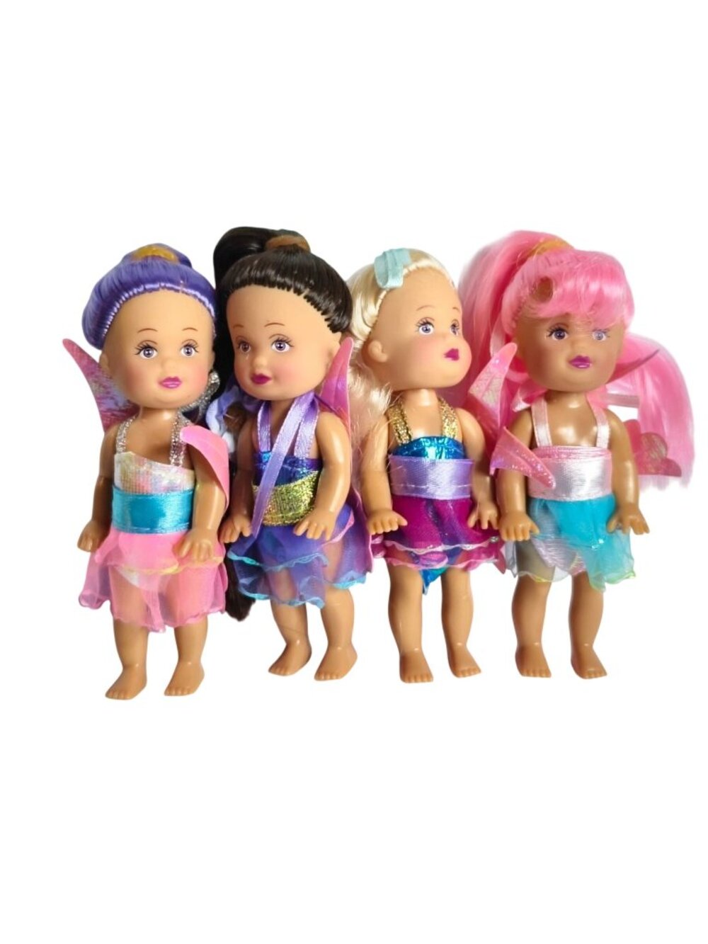 Mini Fairy Dolls Barbie Kelly Clone 4-pc Poseable Wings 4.5" Colorful Whimsical